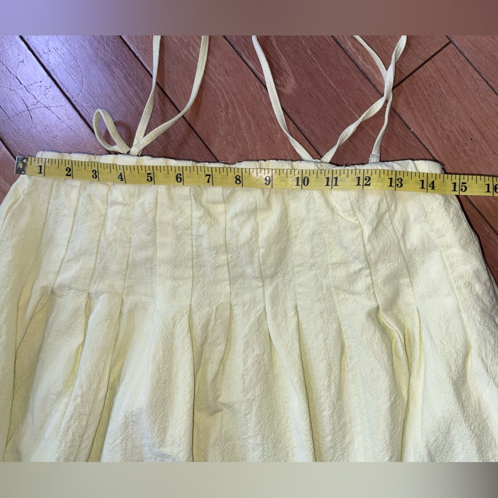 Free People All for Sun Maxi Dress Yellow Sz Small Boho Cotton Tie Strap Smocked - Picture 4 of 11